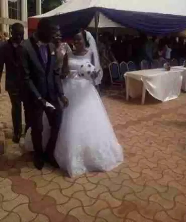 Drama as Nigerian Bride Storms University in Her Wedding Dress to Write Exams (Photos)